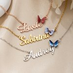 Personalized 3D Birth Butterfly Necklace with Name Dainty Jewelry Birthday Anniversary Gift for Her