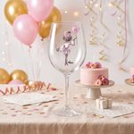 Personalized Romantic Female Character Wine Glass with Name and Age Birthday Anniversary Gift for Women Girls
