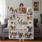 Personalised 10 Family Photos Soft Throw Blanket with 1-8 Names and Text Home Decor Ship from USA Mother's Day Father's Day Gift for Mom Grandma Dad