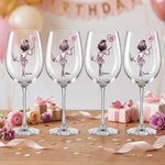 Personalized Romantic Female Character Wine Glass with Name and Age Birthday Anniversary Gift for Women Girls