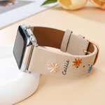 Personalised Bohemian Style Embroidered Flower Watch Band with Name Birthday Gift for Girl Woman