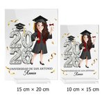 Placa de acrílico personalizada con personaje de dibujos animados nombre y año regalo y recuerdo de graduación para graduados