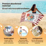 Gepersonaliseerde sneldrogende strandhanddoek met geboortebloem en streepdesign met trekkoordtas strandfeest verjaardagscadeau voor moeder en vriendin