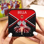 Personalizzato Cheerleading Cartoon Character PU Leather Jewelry Box Game Day Team Gift per Cheerleader Coach