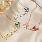 Personalized 3D Birth Butterfly Necklace with Name Dainty Jewelry Birthday Anniversary Gift for Her