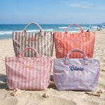 Design a strisce personalizzato Borsa da spiaggia impermeabile di grande capacità con nome ricamato Uso piscina Regalo di addio al nubilato per ragazze donne