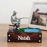 Gepersonaliseerd 3D Visbeeldje met Naam Kantoor Bureau Decoratie Verjaardag Vaderdag Cadeau voor visser Pa Man
