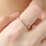 Personalised Heart Star Sterling Silver Ring with Name Dainty Jewellery Anniversary Birthday Gift for Mother Woman