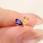 Personalised Symmetrical Heart Birthstone Sterling Silver Stud Earrings Minimalist Jewellery Birthday Anniversary Gift for Women