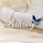 Personalized 3D Birth Butterfly Necklace with Name Dainty Jewelry Birthday Anniversary Gift for Her
