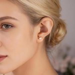 Personalised Symmetrical Heart Birthstone Sterling Silver Stud Earrings Minimalist Jewellery Birthday Anniversary Gift for Women