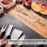 Personalized Engraved Name and Date Wood Cutting Board Coaster Set with Ceramic Bowl Ship from USA Engagement Anniversary Gift for Family Friends