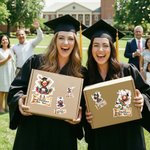 Personalised Cartoon Graduate Girl Waterproof Stickers with Name and Year Favor Label Celebration Graduation Party Decor for 2026 Graduates