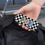 Personalizzato Retro Graffiti Checkerboard Polka Dots Maniglia del bagaglio con nome Set di 2 accessori da viaggio Regalo di compleanno per amici e famiglia