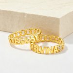 Personalised Heart Star Sterling Silver Ring with Name Dainty Jewellery Anniversary Birthday Gift for Mother Woman