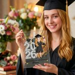 Placa de acrílico personalizada con personaje de dibujos animados nombre y año regalo y recuerdo de graduación para graduados