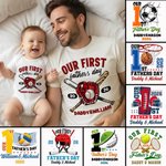 Our 1st Father’s Day Together - Personalized Sport Balls Baby Bodysuit T-shirt Matching Outfit Father's Day Gift