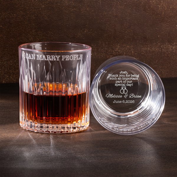 Personalized I Can Marry People Wedding Rings Design 10 oz Whiskey Glass with Name and Date Wedding Celebrate Party Gift for Officiant