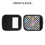 Personalizzato Retro Graffiti Checkerboard Polka Dots Maniglia del bagaglio con nome Set di 2 accessori da viaggio Regalo di compleanno per amici e famiglia