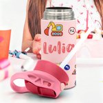 Personalised Cute Construction Lorry Name 12 oz Insulated Water Bottle with Straw and Spill-Proof Lid Back to School Gift for Boys Girls