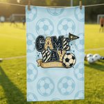 Personalised Soccer Game Day Waffle Sports Towel with Name and Hanging Clip Daily Training Soccer Club Gift for Soccer Player