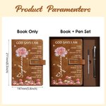 Cuaderno de cuero de PU A5 personalizado con título y nombre Flor de nacimiento de cristal Versículos de la Biblia Cumpleaños de uso diario Regalo cristiano para los ratones de biblioteca de la famili