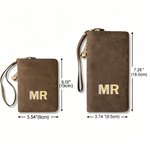 Personalised Retro Double-Colour Shadow Monogram Portable PU Leather Wallet Daily Use Birthday Gift for Women Friends