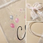 Personalised Cute Balloon Cake Bow Clear Gift Bag with Age Name and Text Daily Use Birthday Gift for Kids Women