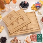 Personalized Engraved Line Drawing Cartoon Character FSC Bamboo Cutting Board with Juice Groove and Names Ship from USA Mother's Day Gift for Mom