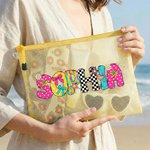 Personalised Artistic Name Multicolour Waterproof Sandproof Pool Beach Bag Daily Use Travel Summer Holiday Party Gift for Her
