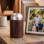 Personalised Fist Bump PU Leather Can Cooler with 1-5 Kid Names Father's Day Birthday Gift for Dad