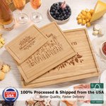 Personalized Engraved Flower Design FSC Bamboo Charcuterie Cutting Board with Text and Juice Groove Ship from USA Anniversary Gift for Family
