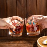 Personalized Cartoon Character Chaos Coordinator 10oz Old Fashioned Whiskey Glass with Birth Flower and Name Birthday Retirement Gift for Men Women