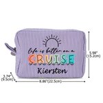 Personalised Life Is Better On A Cruise Striped Makeup Bag with Name Travel Essential Birthday Gift for Women Girls