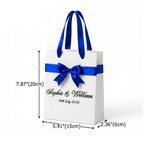 Personalized Wedding Blue Bow Ribbon Gift Bag with Couple Name and Date Wedding Reception Party Gift for Guest