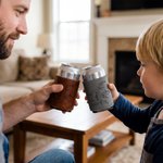 Personalised Fist Bump PU Leather Can Cooler with 1-5 Kid Names Father's Day Birthday Gift for Dad