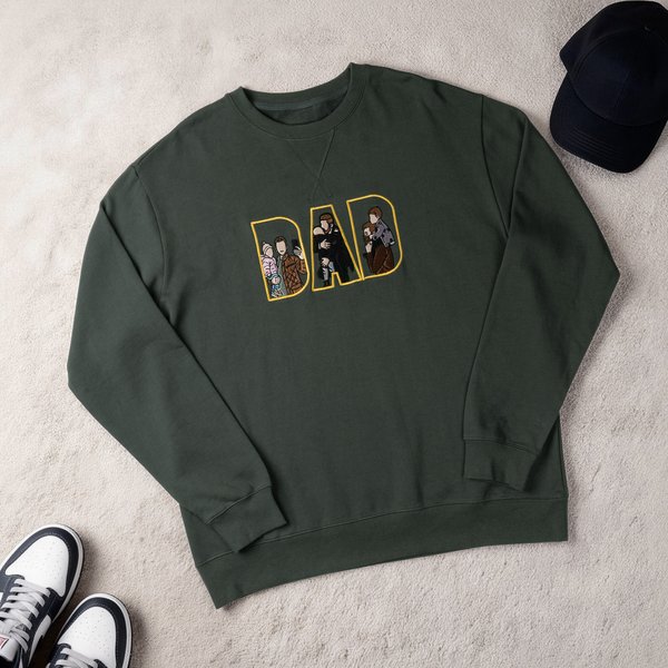 Personalised Embroidered Dad Mom 3 Photos Soft T-shirt Sweatshirt Hoodie Daily Wear Birthday Anniversary Gift for Parents