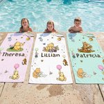 Personalized Classic Winnie the Pooh Quick Dry Microfiber Beach Towel with Name Travel Pool Use Birthday Summer Vacation Gift for Kids Family