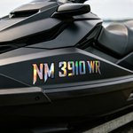 Adesivi personalizzati impermeabili in fibra di carbonio con numeri e lettere della barca, set di 2 adesivi per l'uso quotidiano per gli amanti delle moto d'acqua