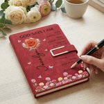 Cuaderno de cuero de PU A5 personalizado con título y nombre Flor de nacimiento de cristal Versículos de la Biblia Cumpleaños de uso diario Regalo cristiano para los ratones de biblioteca de la famili