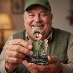 Personalised Creative Photo to 3D Fisherman Statue Ornament with Text Office Desk Decoration Birthday Father's Day Gift for Dad Fisherman