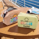 Personalised Life Is Better On A Cruise Striped Makeup Bag with Name Travel Essential Birthday Gift for Women Girls