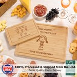 Personalized Engraved Line Drawing Cartoon Character FSC Bamboo Cutting Board with Juice Groove and Names Ship from USA Mother's Day Gift for Mom