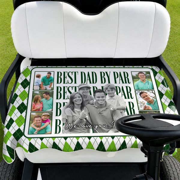 Personalised Multicolour Unique Photo Golf Cart Seat Cover with Name and Text Birthday Father's Day Gift for Golf Lover