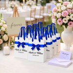 Personalized Wedding Blue Bow Ribbon Gift Bag with Couple Name and Date Wedding Reception Party Gift for Guest