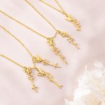 Personalised Multiple 1-8 Birth Butterflies Necklace with Name Birthday Gift for Mother Grandmother Family