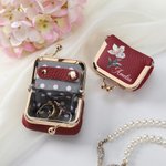 Mini portagioie in vera pelle personalizzato con nome e fiore di nascita, adatto per anelli e orecchini - Regalo ideale per donne