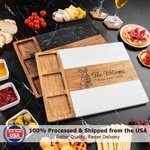 Personalized Engraved Happy Easter Bunny Acacia Marble Cutting Board Coaster Set with Bowl and Spoon Ship in USA Housewarming Gift for Mother Family