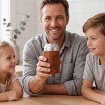 Personalised Fist Bump PU Leather Can Cooler with 1-5 Kid Names Father's Day Birthday Gift for Dad