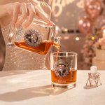 Personalised Crown Floral Design Whiskey Decanter with Glass and Name Home Decor Birthday Anniversary Gift for Women Wine Lovers